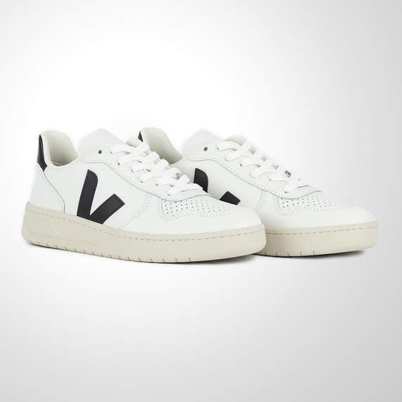 TÊNIS VEJA V-10 COURO EXTRA WHITE BLACK