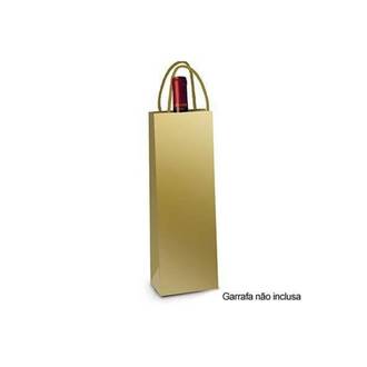 SACOLA DE PAPEL LAMINADA OURO METAL FOSCO - 35x13x8 GARRAFA - UN - CROMUS