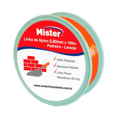 LINHA NYLON  PEDREIRO 0,80mm(100m) LARANJA MISTER