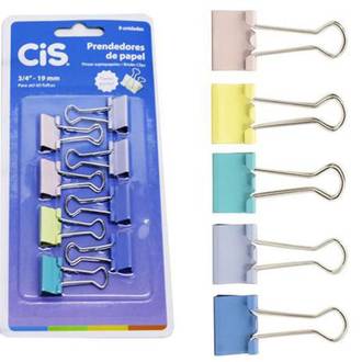 PRENDEDOR DE PAPEL 19MM C/8 CORES PASTEL - UN - CIS