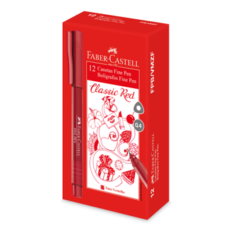 CANETA FINE PEN 0,4MM - COLORS - VERMELHO - CX 12 - FABER