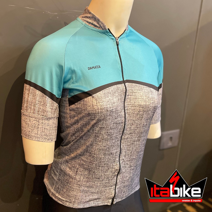 Camisa Damatta Bike Retro Cinza e Azul