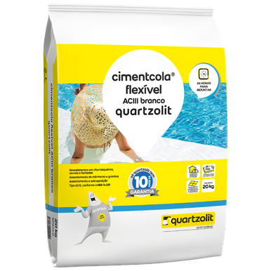 ARGAMASSA QUARTZOLIT TIPO ACIII FLEXÍVEL 20 KG BRANCO USO EXTERNO