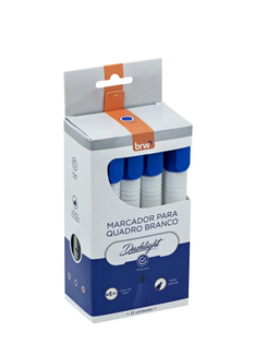 MARCADOR PINCEL QUADRO BRANCO DASHLIGHT - RECARREGAVEL - AZUL - CX 12 - BRW