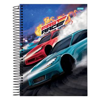 CADERNO UNIV CAPA DURA 1X1 80FLS - FAST RACE - UN - JANDAIA