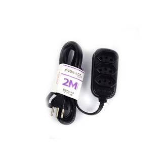 EXTENSAO ELETRICA 3 TOMADAS TRIPOLAR 2M - 25300302111 - PRETO - UN - FIOLUX