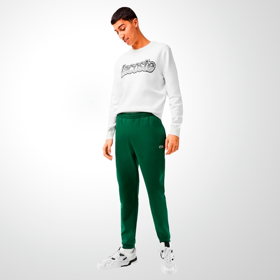 CALÇA MASCULINA ESPORTIVA EM FLEECE ALGODÃO VERDE LACOSTE