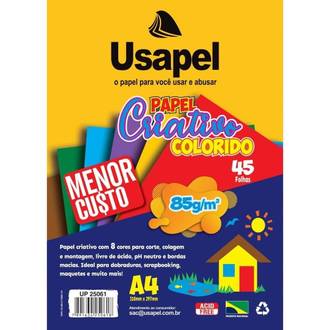 PAPEL CRIATIVO 85G A4 32FL - 8 CORES 25086 - UN - USAPEL
