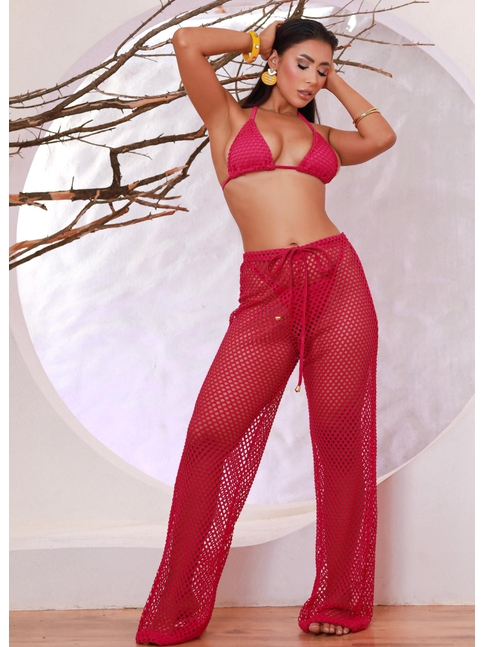 SAÍDA DE PRAIA CALÇA TELA ARRASTÃO ROSA COMB M27