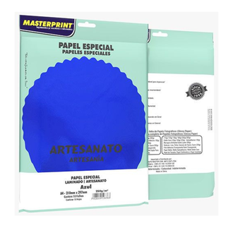 PAPEL LAMINADO A4 250G 10FL 302070045 - AZUL - UN - MASTERPRINT
