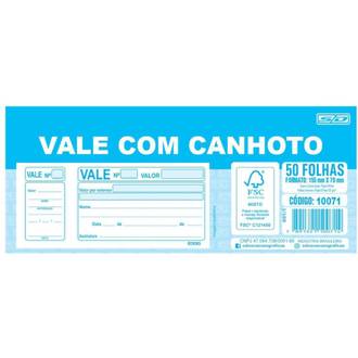 TALAO VALE COM CANHOTO 50 FOLHAS 155X70MM - 10071 - PCT 20 - SAO DOMINGOS