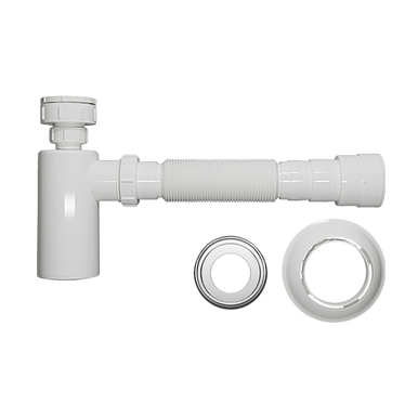 SIFÃO TUBO EXTENSÍVEL COM COPO PARA TANQUE E LAVÁTORIO ABS BRANCO BLUKIT