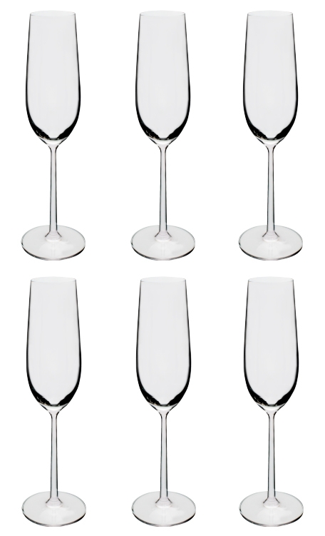 Conjunto 6 Taças de Cristal Titânio para Espumante 250ml