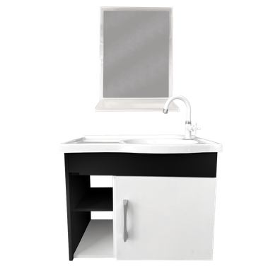 KIT RORATO PARA BANHEIRO ARMÁRIO PIA E ESPELHO TURIM 55,5 CM 01-TP