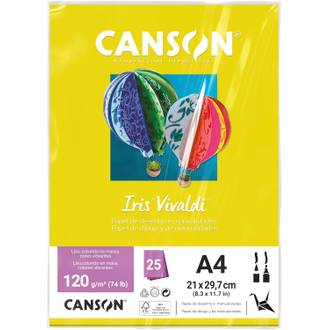 PAPEL IRIS VIVALDE 120G 25FL A4 - AMARELO - UN - CANSON