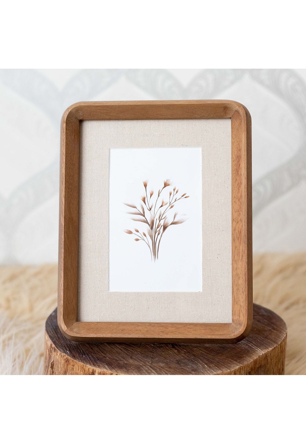 Porta‑Retrato em Madeira e Linho 15x21– Elegância Natural e Textura Sofisticada