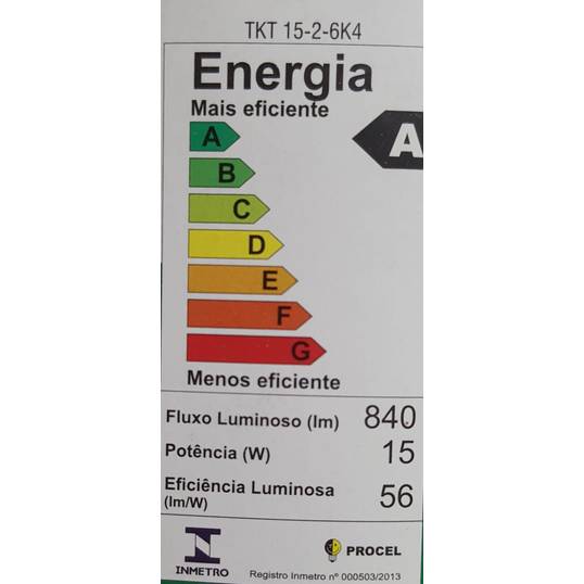 LÂMPADA FLUORESCENTE COMPACTA TASCHIBRA LUZ BRANCA 6400K 3U 15W 220 V