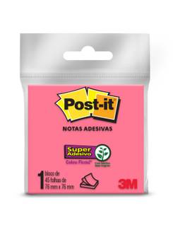 POST IT BLOCO ADESIVO 654 45F - 76X76 - ROSA - UN - 3M