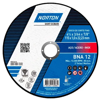 DISCO CORTE MET FINO BNA12 NORTON 4,5(115x1,0x22mm)