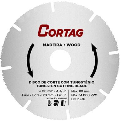 DISCO TUNGSTÊNIO CORTAG 110 MM MADEIRA