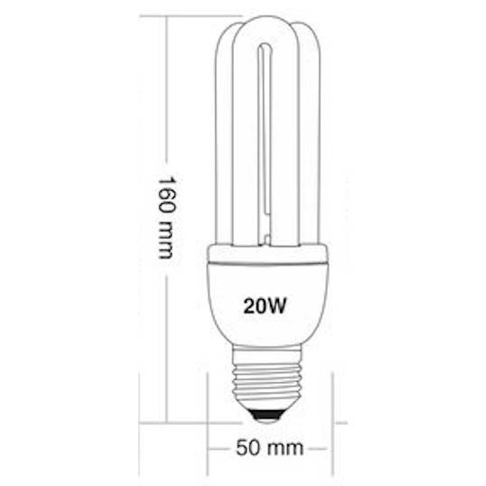 LÂMPADA FLUORESCENTE COMPACTA TASCHIBRA LUZ BRANCA 6400K 3U 20W 220 V