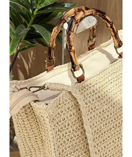 BOLSA DE PALHA GRANDE QUADRADA TRANCOSO OFF WHITE