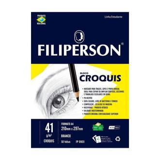 BLOCO CROQUIS 41G A4 50FL - 01651 - BRANCO - UN - FILIPERSON