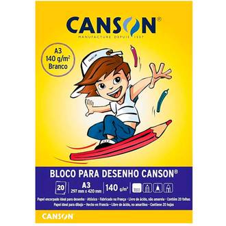 BLOCO DESENHO 140G A3 20FL - BRANCO - PCT 5 - CANSON