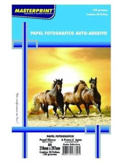 PAPEL GLOSSY ADESIVO 130G 20FL 302010008 - UN - MASTERPRINT