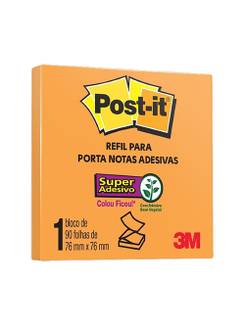 POST IT REFIL ADESIVO 90F - 76X76 - LARANJA - UN - 3M