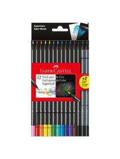 LAPIS DE COR SUPERSOFT REDONDO 12 CORES + 2  ECOLAPIS - C/12 - UN - FABER