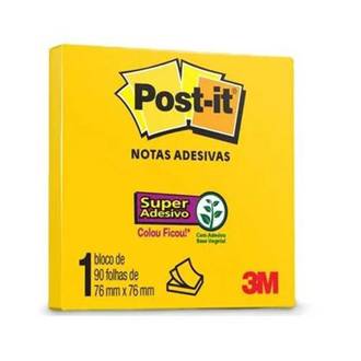 POST IT BLOCO ADESIVO 654 90F - 76X76 - AMARELO SOL - UN - 3M