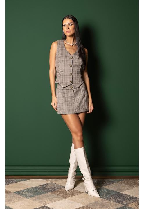 Short Saia Davina Xadrez