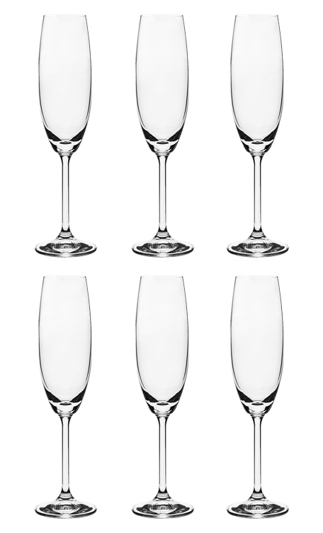 Conjunto 6 Taças de Cristal Titânio Bohemia para Espumante 220ml