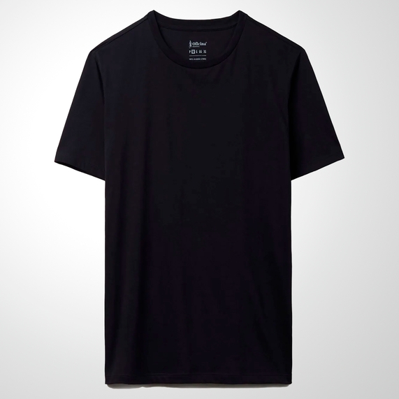 CAMISETA MASCULINA PIMA LEVE GOLA C PRETA OFICINA