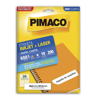 ETIQ INKJET/LASER CARTA 10FL 6081 - 25X101 - UN - PIMACO