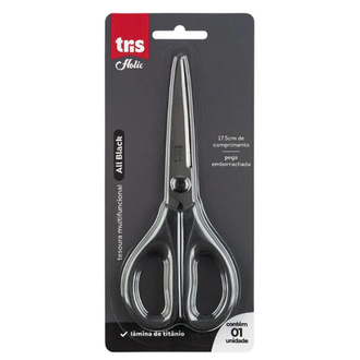 TESOURA AÇO INOX 17,5CM 911032 - HOLIC ALL BLACK - CX 06 - TRIS