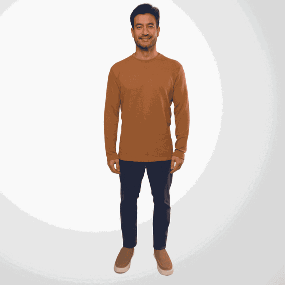 CAMISETA MANGA LONGA PADRÃO MALHA TEXTURIZADA MARROM