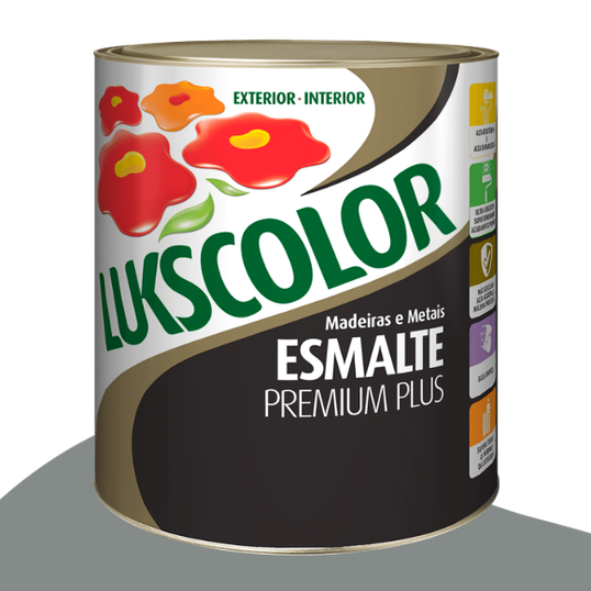 ESMALTE SINTÉTICO LUKSCOLOR BASE SOLVENTE ALTO BRILHO CINZA MEDIO 0.9L