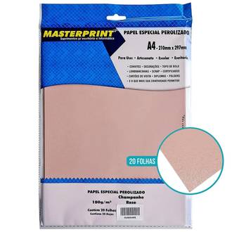 PAPEL PEROLIZADO A4 180G 20FL 302070052 - CHAMP ROSE - UN - MASTERPRINT
