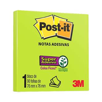 POST IT BLOCO ADESIVO 654 90F - 76X76 - VERDE NEON - UN - 3M