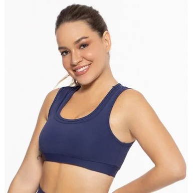 Top Fitness Médio Impacto Feminino Roma Azul Escuro