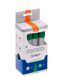 MARCADOR PINCEL QUADRO BRANCO DASHLIGHT - RECARREGAVEL - VERDE - CX 12 - BRW