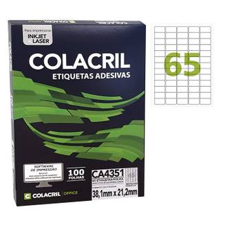 ETIQUETA INKJET/LASER A4 100FL CA4351 - 21X38 - UN - COLACRIL