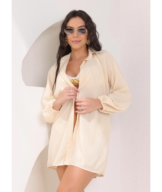 SAÍDA DE PRAIA CAMISA NA SEDINHA NUDE COLEÇÃO BÚZIOS