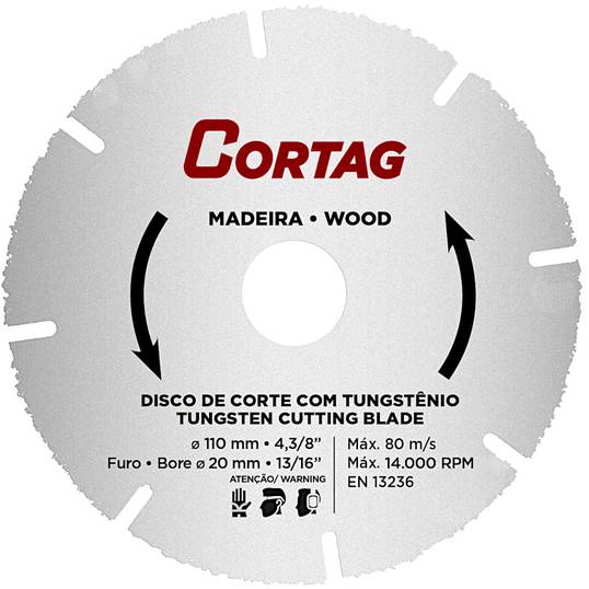 DISCO TUNGSTÊNIO CORTAG 110 MM MADEIRA