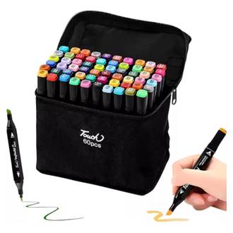 CANETA MARCADOR P/ COLORIR PONTA DUPLA - 60 CORES - UN - TOUCH