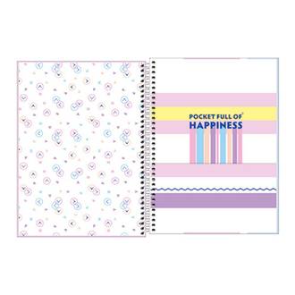 CADERNO UNIV CAPA DURA 1X1 80FLS - HAPPY - UN - TILIBRA