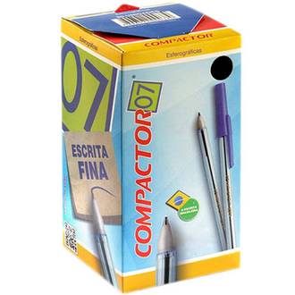 CANETA COMPACTOR 07 0,7MM - AZUL - CX 100 - COMPACTOR