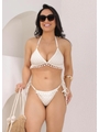 BIQUÍNI CORTININHA FRANJA CALCINHA DE AMARRAR OFF WHITE COLEÇÃO BÚZIOS - 1